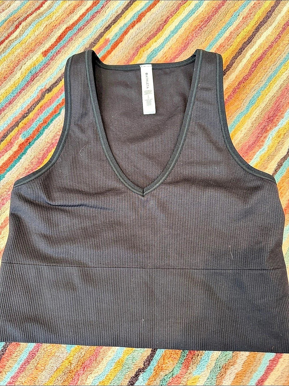 Athleta Aurora Crop Rib Tank in Black Size Small
